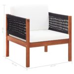Chaise de jardin avec coussin Bois d'acacia solide – Image 6