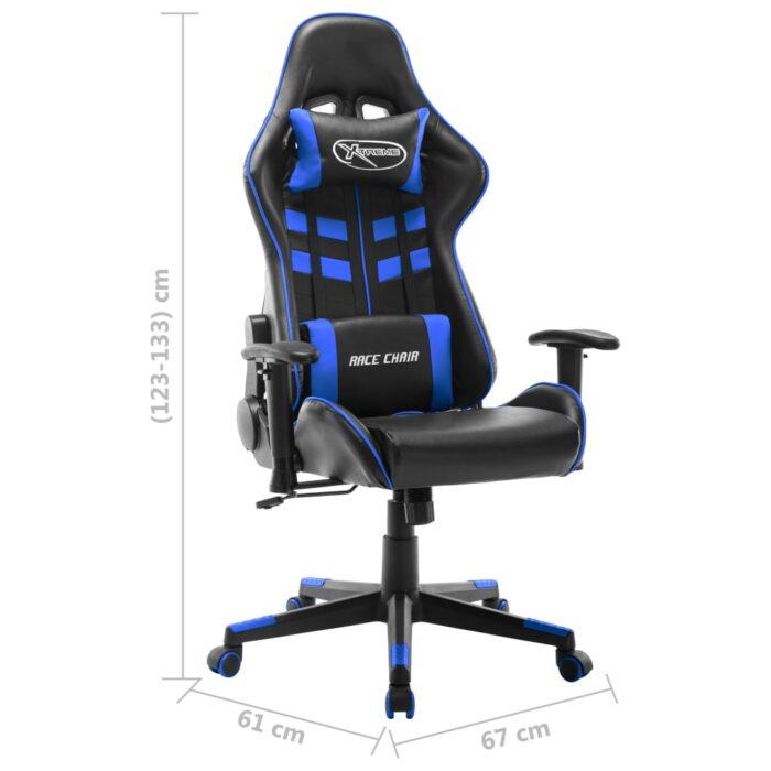 Chaise de jeu Noir et bleu Cuir artificiel – Image 7