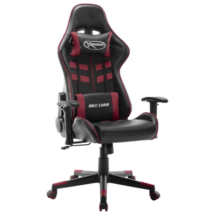 Chaise de jeu Noir et rouge bordeaux Cuir artificiel – Image 1