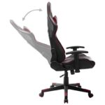 Chaise de jeu Noir et rouge bordeaux Cuir artificiel – Image 4