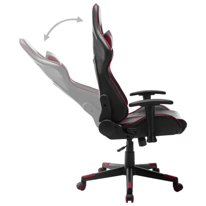 Chaise de jeu Noir et rouge bordeaux Cuir artificiel – Image 4