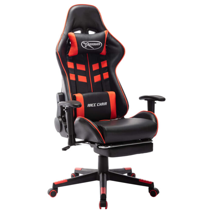 Chaise de jeu avec repose-pied Noir et rouge Cuir artificiel – Image 1