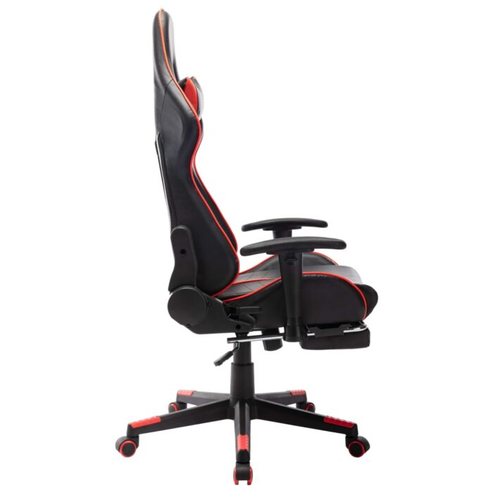 Chaise de jeu avec repose-pied Noir et rouge Cuir artificiel – Image 2