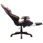 Chaise de jeu avec repose-pied Noir et rouge Cuir artificiel – Image 4