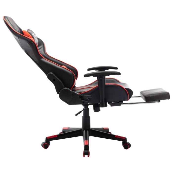 Chaise de jeu avec repose-pied Noir et rouge Cuir artificiel – Image 4