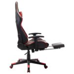 Chaise de jeu avec repose-pied Noir et rouge Cuir artificiel – Image 5