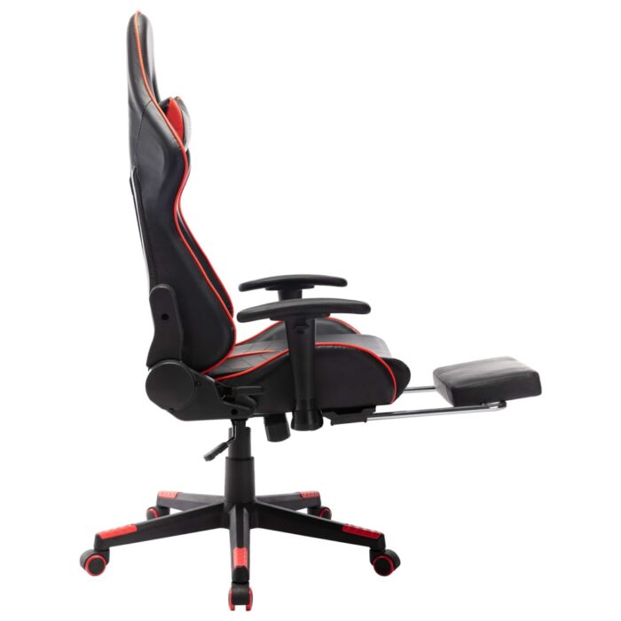 Chaise de jeu avec repose-pied Noir et rouge Cuir artificiel – Image 5