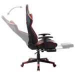 Chaise de jeu avec repose-pied Noir et rouge Cuir artificiel – Image 6