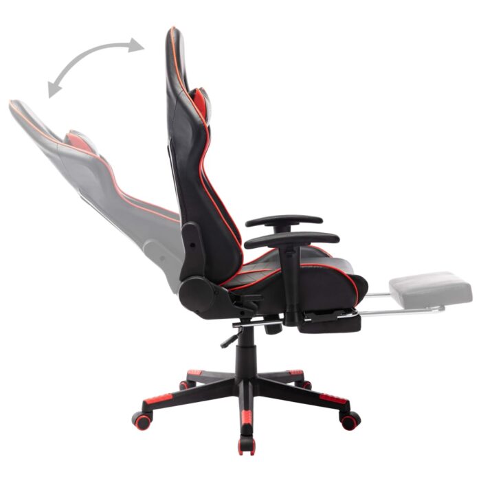 Chaise de jeu avec repose-pied Noir et rouge Cuir artificiel – Image 6