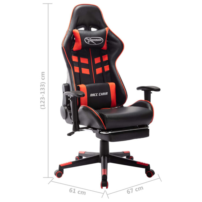 Chaise de jeu avec repose-pied Noir et rouge Cuir artificiel – Image 9