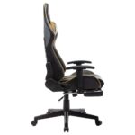 Chaise de jeu avec repose-pied Noir et doré Cuir artificiel – Image 2