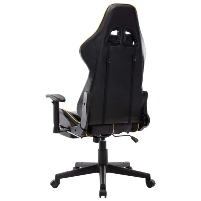 Chaise de jeu avec repose-pied Noir et doré Cuir artificiel – Image 3