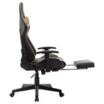 Chaise de jeu avec repose-pied Noir et doré Cuir artificiel – Image 4