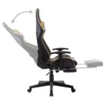Chaise de jeu avec repose-pied Noir et doré Cuir artificiel – Image 5