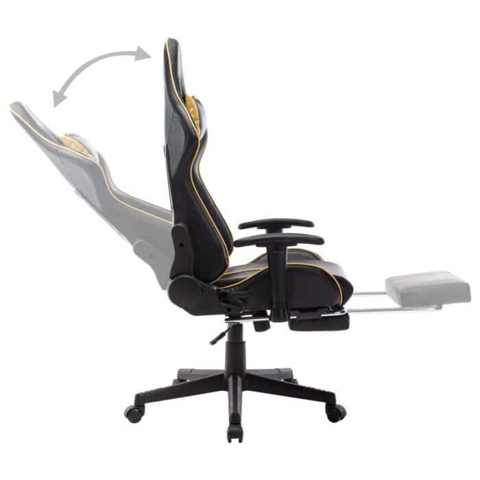 Chaise de jeu avec repose-pied Noir et doré Cuir artificiel – Image 5
