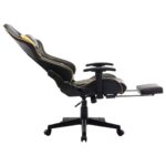 Chaise de jeu avec repose-pied Noir et doré Cuir artificiel – Image 6