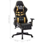 Chaise de jeu avec repose-pied Noir et doré Cuir artificiel – Image 9