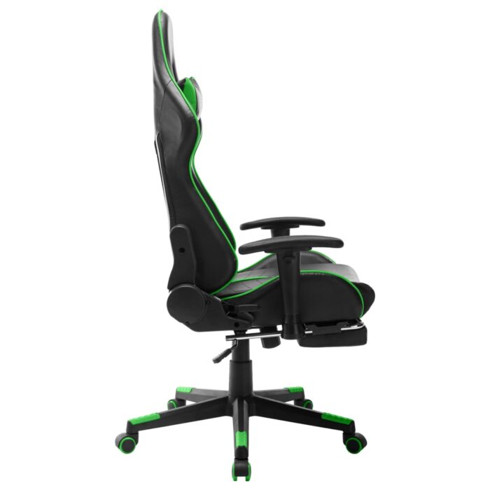 Chaise de jeu avec repose-pied Noir et vert Cuir artificiel – Image 2