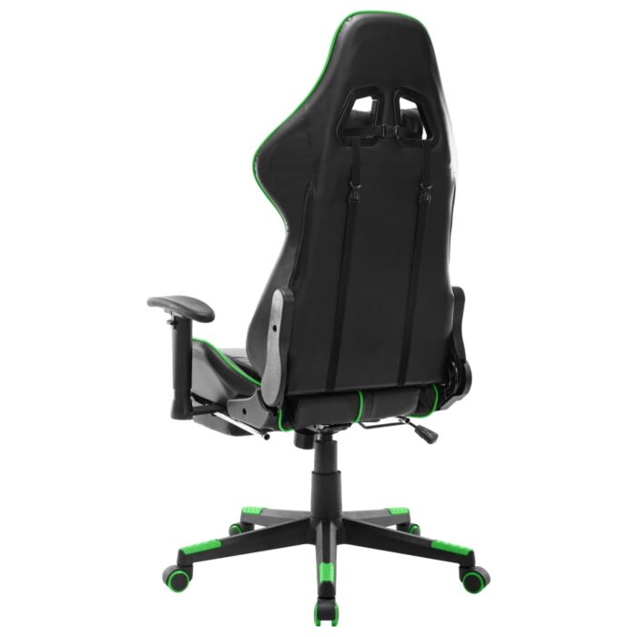 Chaise de jeu avec repose-pied Noir et vert Cuir artificiel – Image 3