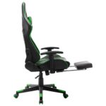 Chaise de jeu avec repose-pied Noir et vert Cuir artificiel – Image 4