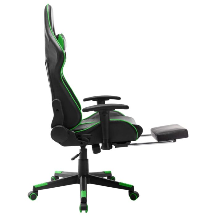 Chaise de jeu avec repose-pied Noir et vert Cuir artificiel – Image 4