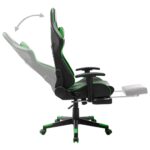 Chaise de jeu avec repose-pied Noir et vert Cuir artificiel – Image 5