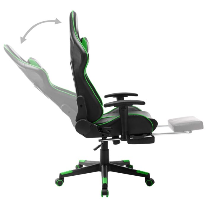Chaise de jeu avec repose-pied Noir et vert Cuir artificiel – Image 5