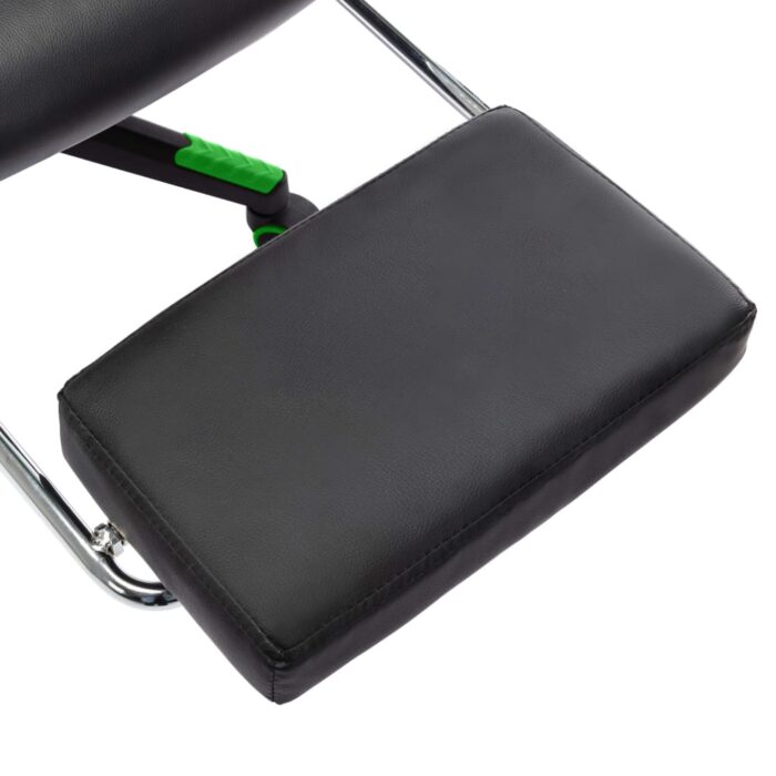 Chaise de jeu avec repose-pied Noir et vert Cuir artificiel – Image 7