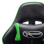 Chaise de jeu avec repose-pied Noir et vert Cuir artificiel – Image 8