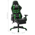 Chaise de jeu avec repose-pied Noir et vert Cuir artificiel – Image 9