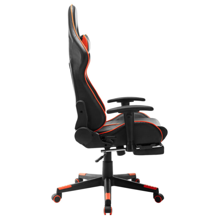 Chaise de jeu avec repose-pied Noir et orange Cuir artificiel – Image 2