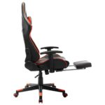 Chaise de jeu avec repose-pied Noir et orange Cuir artificiel – Image 4