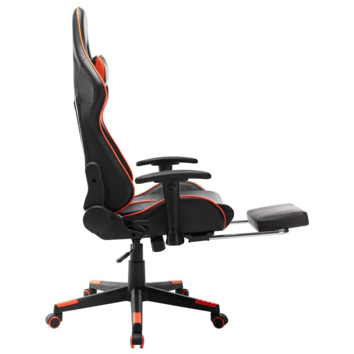 Chaise de jeu avec repose-pied Noir et orange Cuir artificiel – Image 4
