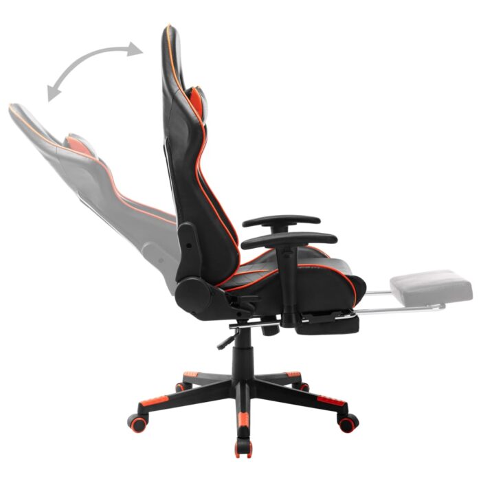 Chaise de jeu avec repose-pied Noir et orange Cuir artificiel – Image 5