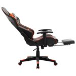 Chaise de jeu avec repose-pied Noir et orange Cuir artificiel – Image 6