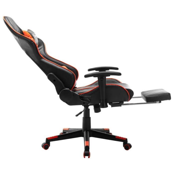 Chaise de jeu avec repose-pied Noir et orange Cuir artificiel – Image 6