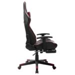 Chaise de jeu avec repose-pied Noir et bordeaux Cuir artificiel – Image 2