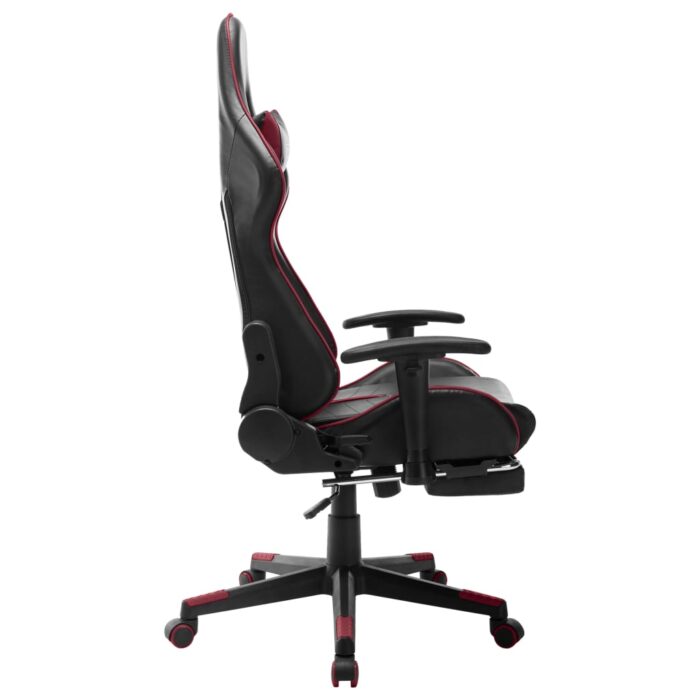 Chaise de jeu avec repose-pied Noir et bordeaux Cuir artificiel – Image 2