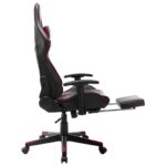 Chaise de jeu avec repose-pied Noir et bordeaux Cuir artificiel – Image 4