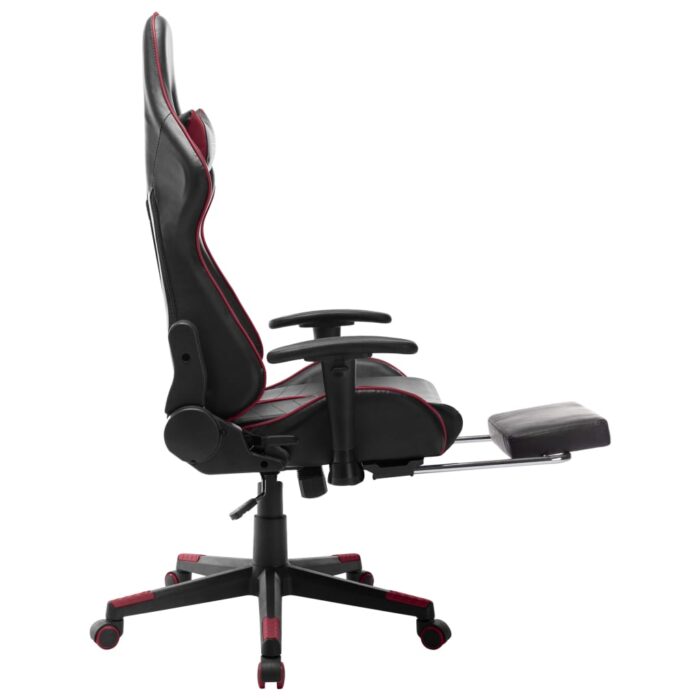 Chaise de jeu avec repose-pied Noir et bordeaux Cuir artificiel – Image 4