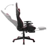 Chaise de jeu avec repose-pied Noir et bordeaux Cuir artificiel – Image 5
