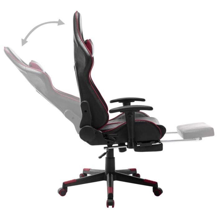 Chaise de jeu avec repose-pied Noir et bordeaux Cuir artificiel – Image 5