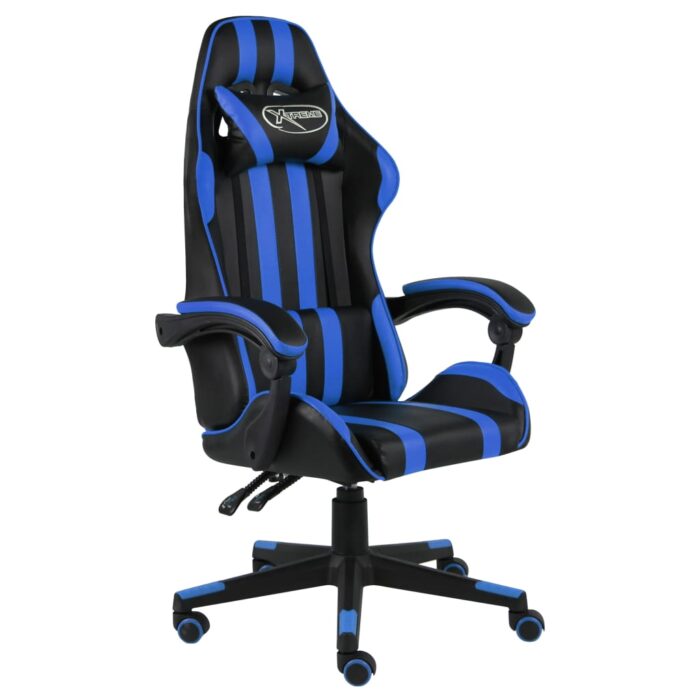 Fauteuil de jeux vidéo Noir et bleu Similicuir – Image 1