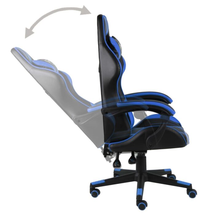 Fauteuil de jeux vidéo Noir et bleu Similicuir – Image 2