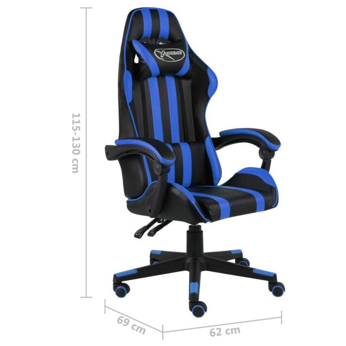 Fauteuil de jeux vidéo Noir et bleu Similicuir – Image 5