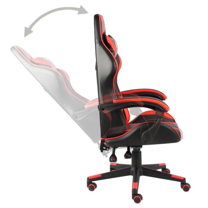 Fauteuil de jeux vidéo Noir et rouge Similicuir – Image 2