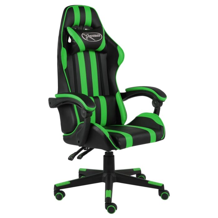 Fauteuil de jeux vidéo Noir et vert Similicuir – Image 1