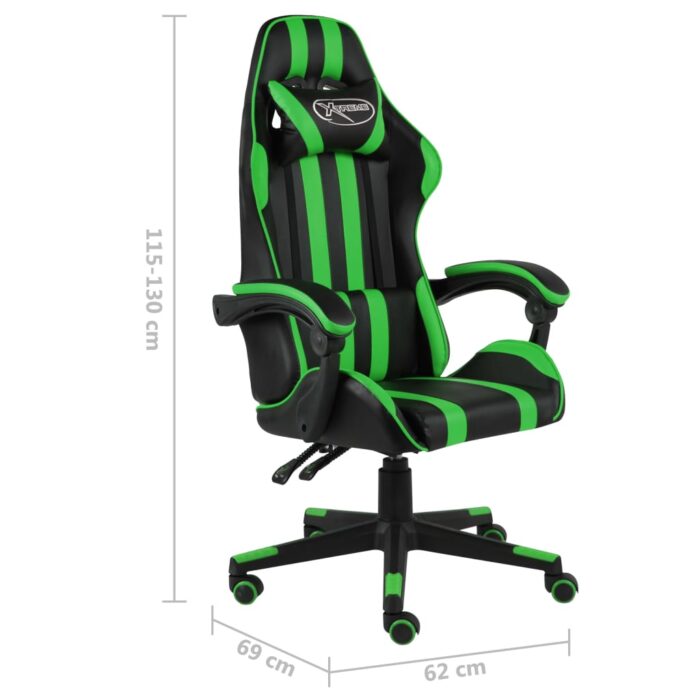 Fauteuil de jeux vidéo Noir et vert Similicuir – Image 5
