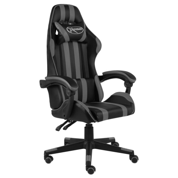 Fauteuil de jeux vidéo Noir et gris Similicuir – Image 1