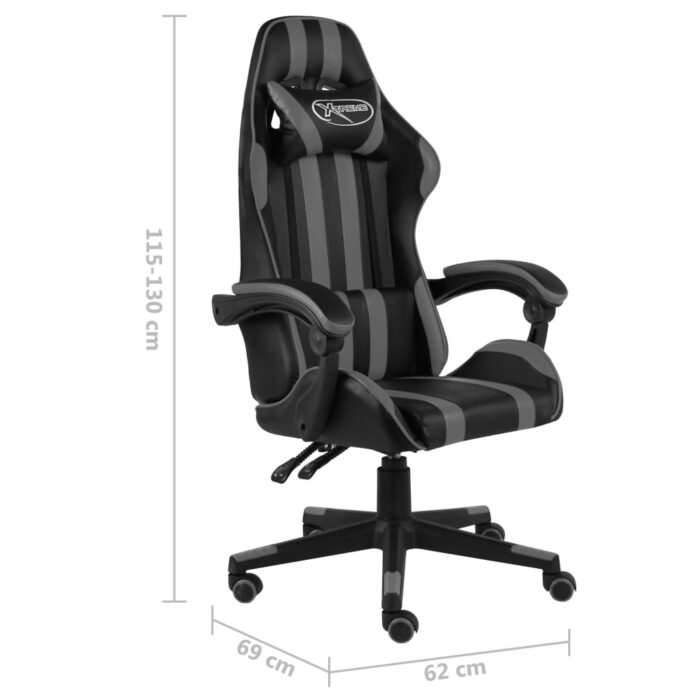 Fauteuil de jeux vidéo Noir et gris Similicuir – Image 5